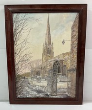 Margaret McIntyre-Original Oil on Board 1976-St Ives Church-Framed Artwork