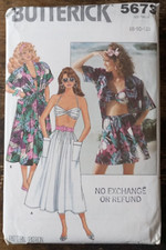 VTG 1980s Butterick 5673 Sewing Pattern Boho Bra Shorts Skirt Shirt 8 10 12 FF