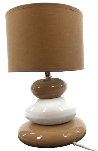Beige ceramic table lamp - beige,