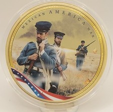 Mexican American War Gold Plated Pitcairn Islands One Dollar Coin In Capsule