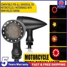 2X Motorcycle 7/8" Handle Bar End Cap LED Turn Signal Indicator Light Red Amber