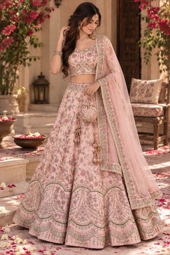 Coral colour lehnga with - coral,