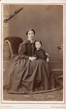 ABERDEEN CDV MOTHER & CHILD GEOMETRIC DRESS PATTERN VICTORIAN FASHION #D4304