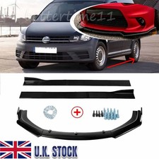For VW Caddy MK3 MK4 MK5 Gloss Front Bumper Splitter + Side Skirts 2.2M/86.6" UK
