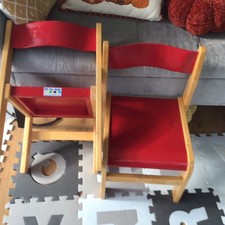 2x Kids Solid Wooden Chair Dinner Play Room Nursery School red  HIGH QUALITY
