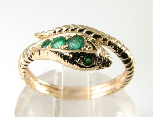 Snake 9ct gold emerald coiled - snake,