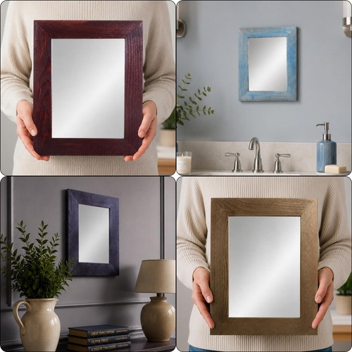 Wooden wall mirror bathroom - mirror,