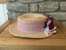 Straw boater hat - hat, red
