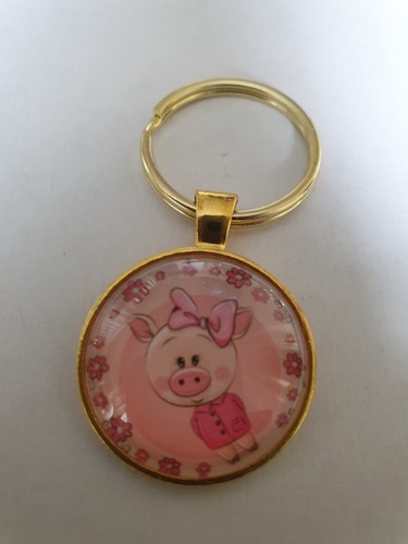 Cute cartoon pig keyring - pig,