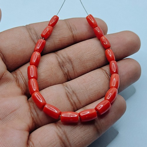 Natural italian red coral drum - natural,