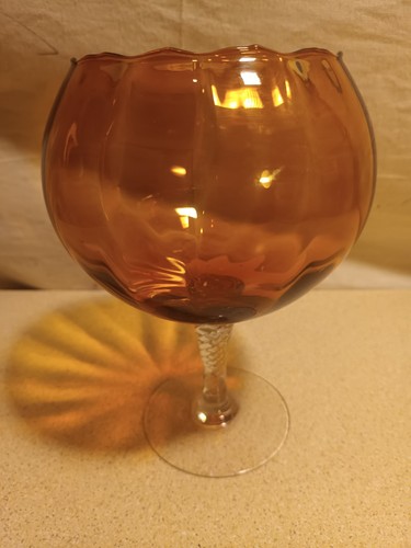 Vintage large amber art glass - large,