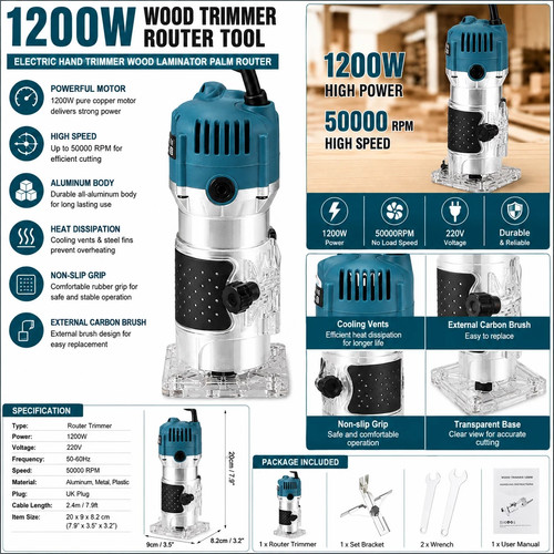 1200w wood trimmer router - wood,