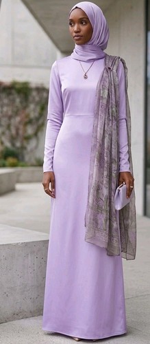 Lilac purple satin abaya maxi - purple,