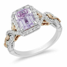 2.50 Ct Amethyst And Lab-Created Diamond Rapunzel Frame Ring 925 Sterling Silver