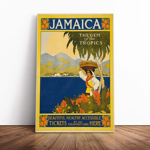 Vintage travel jamaica canvas - travel,