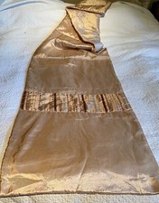GOLD WITH BRONZE MACHINE EMBROIDERY PADDED BED OR TABLE  RUNNER 21" X 88"
