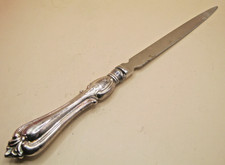 Antique Ornate Silver Hafted Letter Opener With Beautiful Scrolled Handle