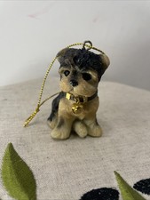 Small figure Yorkshire Terrier puppy. Christmas ornament or a light pull, Resin