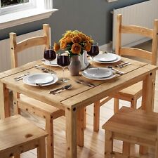 Small Natural Wooden Dining Table And 4 Chairs Set Kitchen Room Rustic Pine