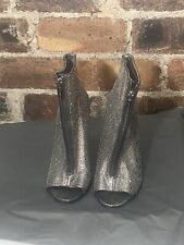 CARVELLA GUNMETAL JEWELLED PEEP TOE ANKLE BOOTS SIZE 5