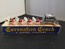 P375-MATCHBOX LESNEY SILVER MINIATURE CORONATION COACH AND HORSES WITH BOX