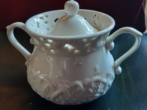 Pierced lace porcelain sugar - porcelain,