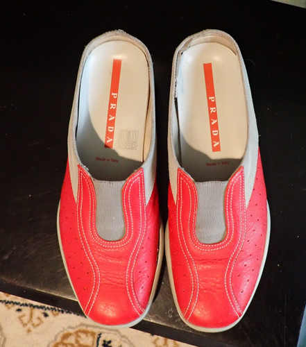 Prada red leather athletic - red,