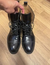 Hermes Laced Notting Hill Tuscan Calf Leather Brogue Ankle Boots EU 43.5  Shoes