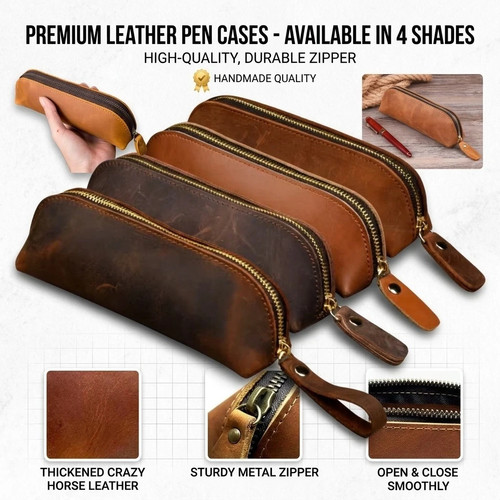 Vintage leather pencil case - vintage,