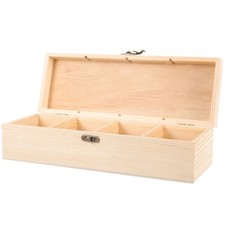 Wooden Box 4-slot Wood Crate Unfinished Mini Wooden Jewelry Box Case Size S