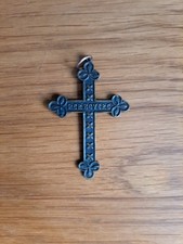Motto antique brass crucifix - motto,