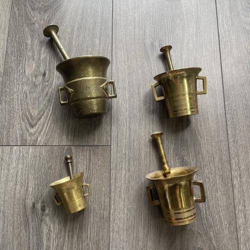 Vintage brass mortar - 4x,