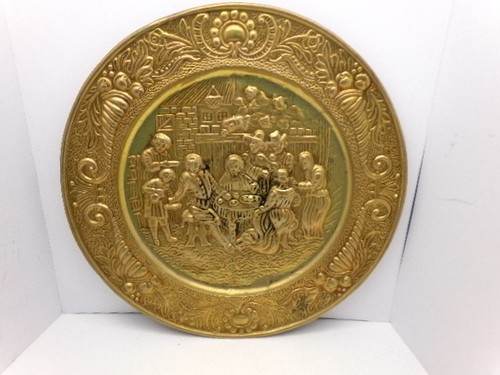 Vintage embossed brass wall - embossed,