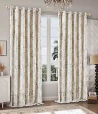 Crushed Velvet Curtains Fully Lined Pair Ring Top Marble Pattern Luxury Curtain