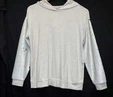Chicos Zenergy Oyster Shell Sequin Sleeve Pullover Hoodie Jacket Size 1 (8/10)
