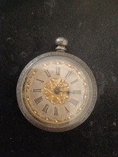 Victoria Swiss Ladies Pocket Watech Watch Solid Silver With Gold Face