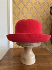 Vintage 1980s Red Wool Bowler Style Hat From Hat Box Debenhams