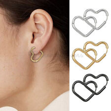 Surgical Stainless Steel Love Heart Shaped Huggie Hoop Clicker Earrings Jewelry