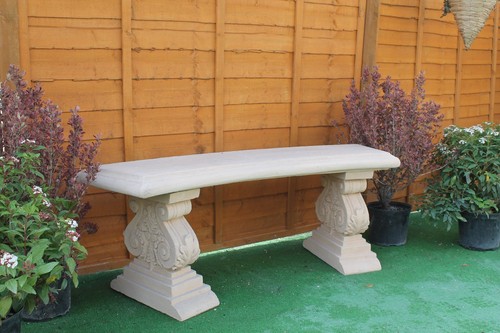 Very large stone curved bench - curved,