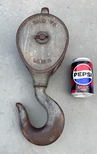 1902 Davey 8" / 3" Rope Industrial Block & Tackle Dockyard 2 Reel Hook