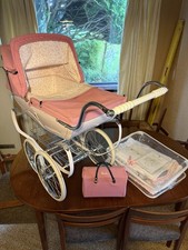 SILVER CROSS ROSE PINK COACH BUILT DOLLS PRAM HERITAGE WITH BAG