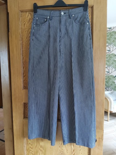 Zara wide leg - navy, stripe
