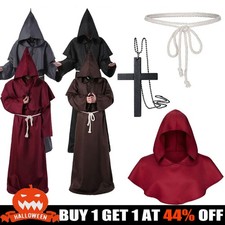 Adult Kids Hooded Robe Cloak Cape Party Halloween Vampire Wizard Cosplay Costume