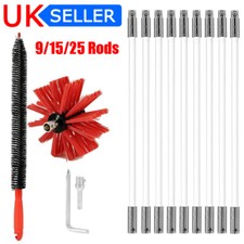 Flexible Chimney Sweep Set Flue Sweeping Brush and Rod Kit Soot Cleaning Rods