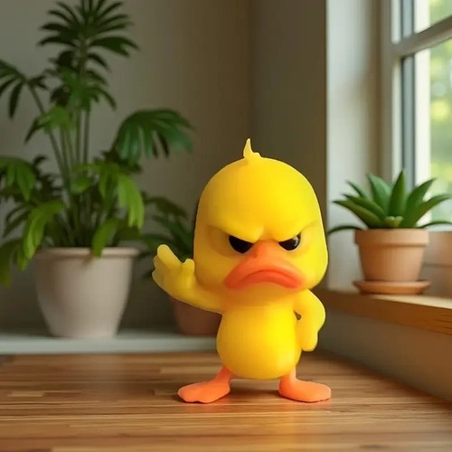 Angry yellow duck statue with - angry,