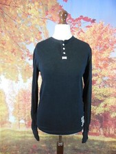 Superdry Sportswear Athletic black long sleeve Henley Shirt. UK men's size Small