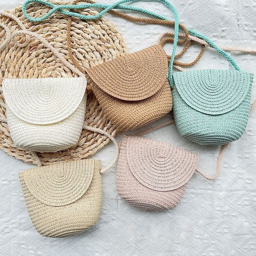 Handmade straw bag mini - straw,