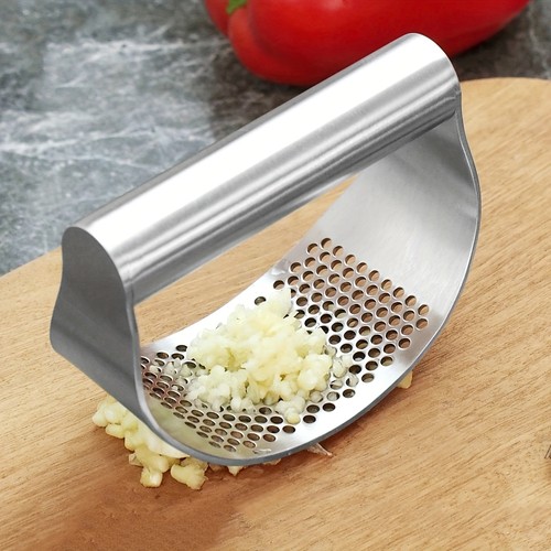 Stainless garlic press manual - stainless,