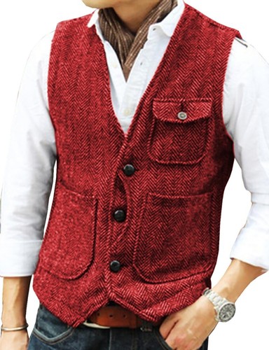 Mens tweed waistcoat vintage - tweed,