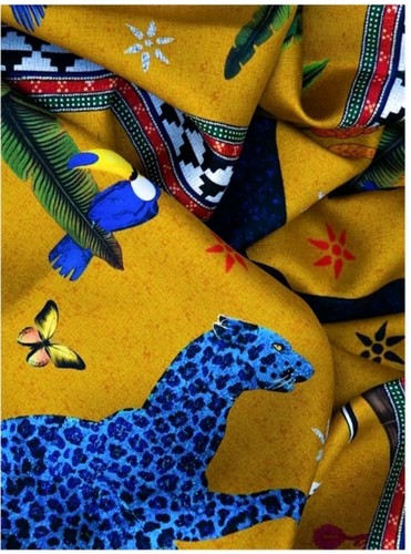 Pure silk shawl yellow - yellow, print
